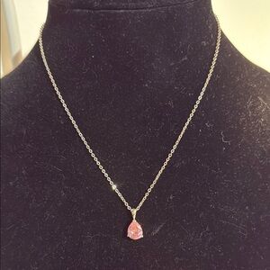 Elegant Pink Teardrop Pendant Necklace